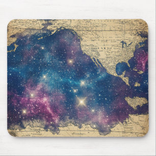 Tapis De Souris Carte enchantée de l'étoile violette vintage