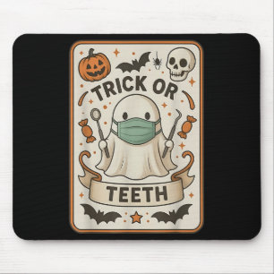 Tapis De Souris Carte Fantôme Ou Dents Dental Tarot Halloween D