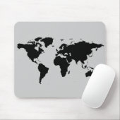 Tapis De Souris carte graphique noire du monde (Avec souris)