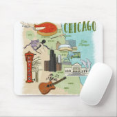 Tapis De Souris Carte illustrée de Chicago Pad souris (Avec souris)