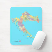 Tapis De Souris Carte isolée des régions de Croatie (Avec souris)