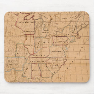 Tapis De Souris Carte manuscrite vintage des États-Unis (1820)