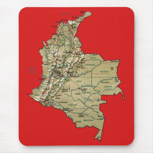 Tapis De Souris Carte Mousepad de la Colombie (Devant)
