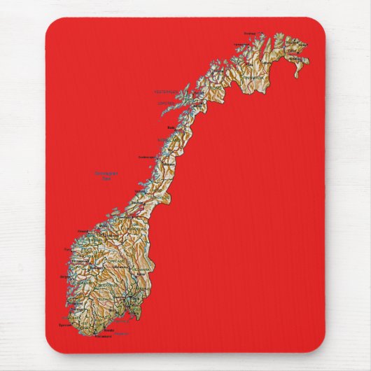 Tapis De Souris Carte Mousepad de la Norvège (Devant)