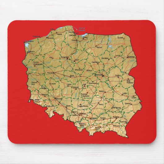 Tapis De Souris Carte Mousepad de la Pologne (Devant)