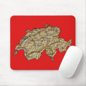 Tapis De Souris Carte Mousepad de la Suisse (Avec souris)
