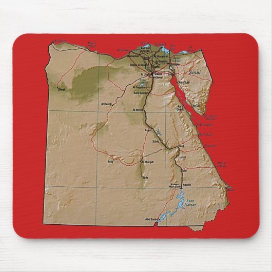 Tapis De Souris Carte Mousepad de l'Egypte (Devant)
