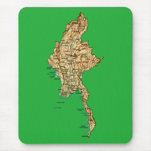 Tapis De Souris Carte Mousepad de Myanmar (Devant)
