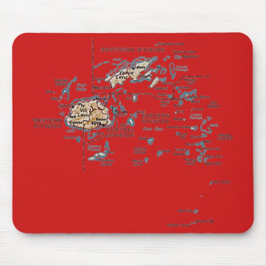 Tapis De Souris Carte Mousepad des Fidji (Devant)