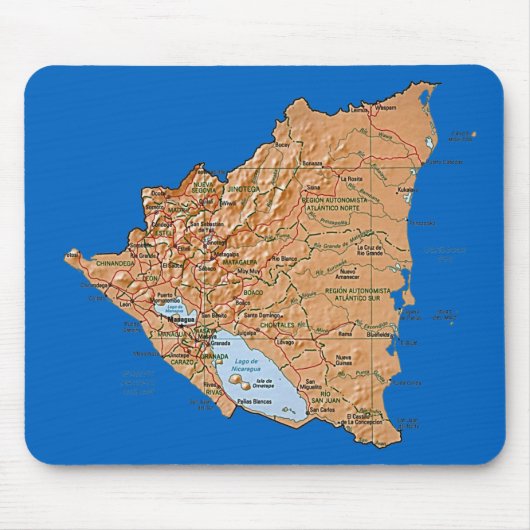 Tapis De Souris Carte Mousepad du Nicaragua (Devant)