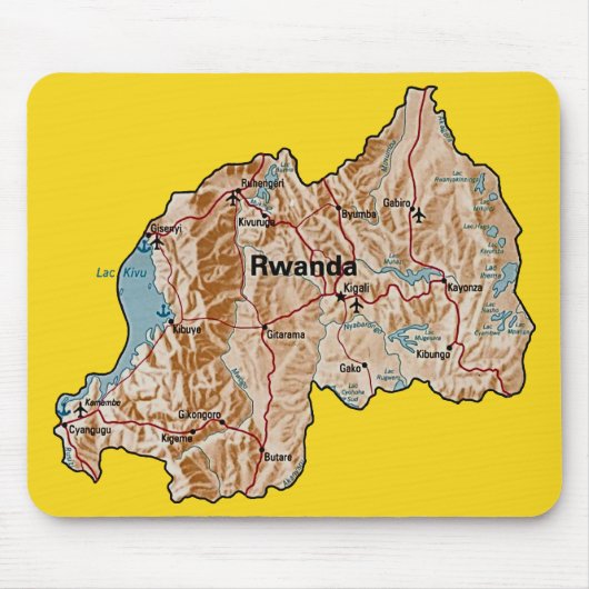 Tapis De Souris Carte Mousepad du Rwanda (Devant)