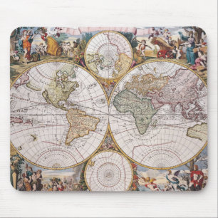 Tapis De Souris Carte polaire de double hémisphère