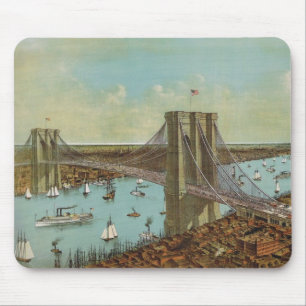Tapis De Souris Carte postale de couleur de pont de Brooklyn