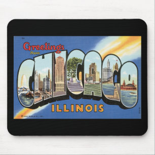 Tapis De Souris Carte postale de cru de Chicago l'Illinois