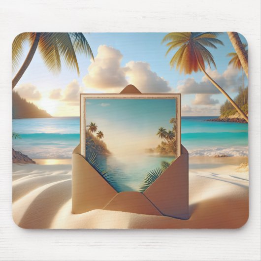 Tapis De Souris Carte Postale Tropical Island En Enveloppe (Devant)