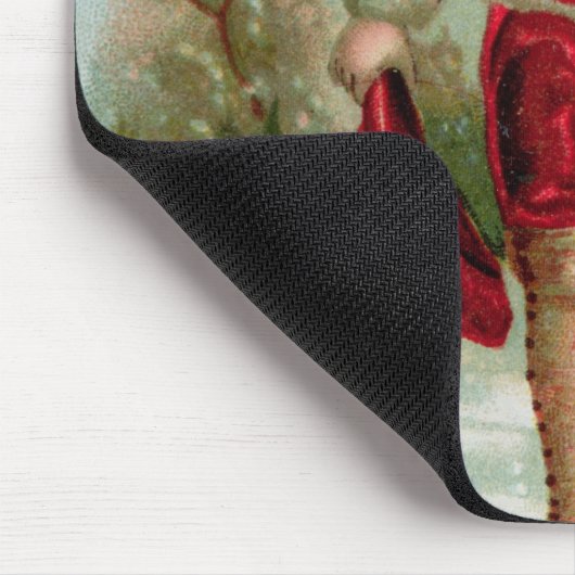Tapis De Souris Carte postale victorienne de Noël dépeignant un (Coin)