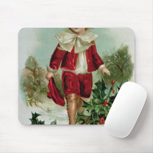 Tapis De Souris Carte postale victorienne de Noël dépeignant un (Avec souris)