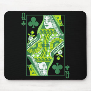 Tapis De Souris Carte reine de trèfle jour de la Saint-Patrick bot