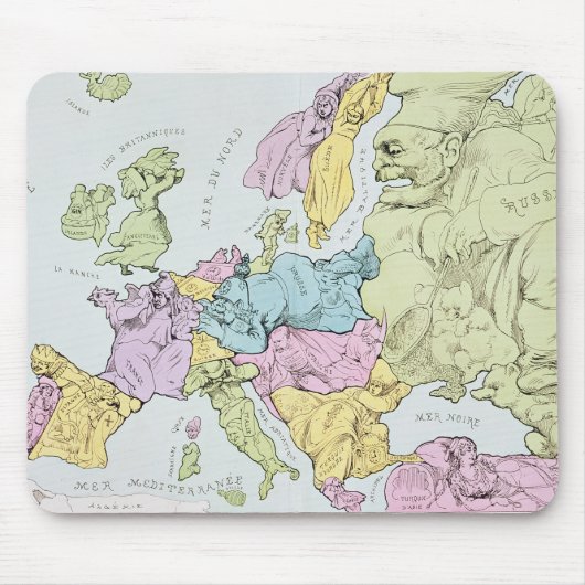 Tapis De Souris Carte satirique de l'Europe | 1871 (Devant)