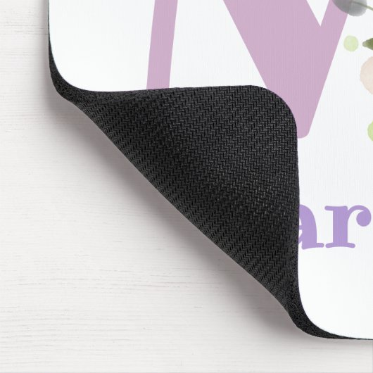 Tapis De Souris Carte Souris Initial Plus Nom & Fleurs Design (Coin)