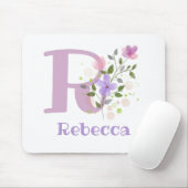 Tapis De Souris Carte Souris Initial Plus Nom & Fleurs Design (Avec souris)