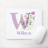 Tapis De Souris Carte Souris Initial Plus Nom & Fleurs Design (Avec souris)