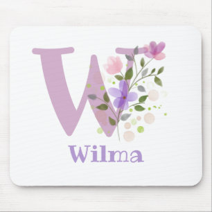 Tapis De Souris Carte Souris Initial Plus Nom & Fleurs Design