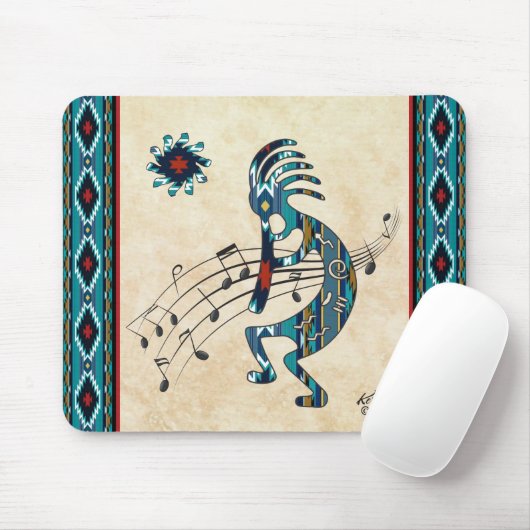 Tapis De Souris Carte souris Turquoise Kokopelli (Avec souris)