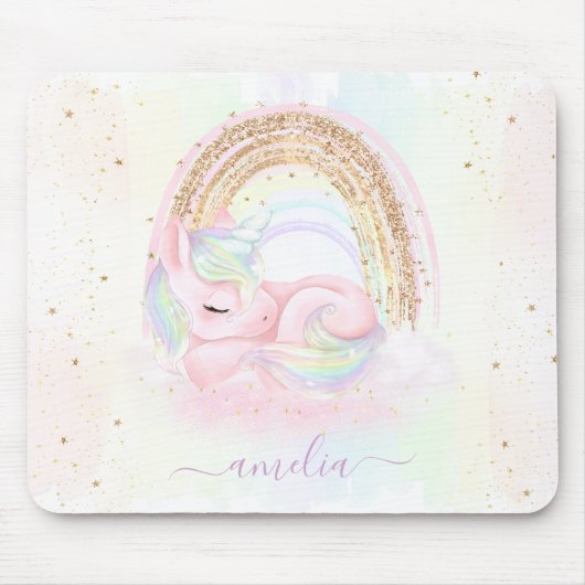 Tapis De Souris Carte Souris Unicorne Avec Nom (Devant)