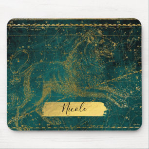 Tapis De Souris Carte Stellaire Astrologique LEO Lion Vert