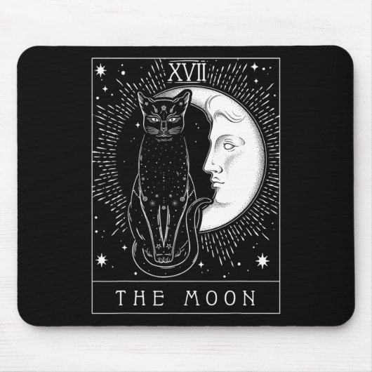 Tapis De Souris Carte Tarot Crescent Moon Et Cat Graphique (Devant)