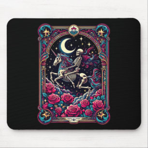 Tapis De Souris Carte Tarot Squelette Coloré Floral Unicorn Hallow