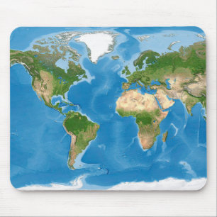 Tapis De Souris Carte topographique illustrée du monde