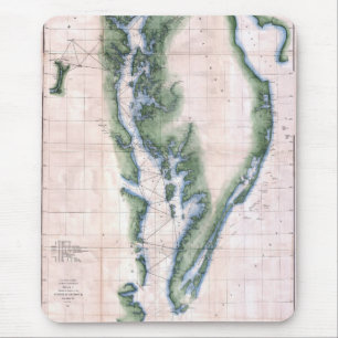 Tapis De Souris Carte vintage Baie de Chesapeake et Baie du Delawa