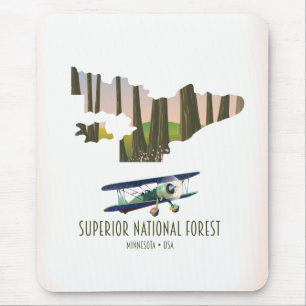 Tapis De Souris Carte vintage de la forêt nationale supérieure du