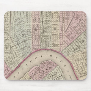 Tapis De Souris Carte vintage de la Nouvelle-Orléans (1880)
