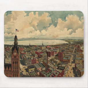 Tapis De Souris Carte vintage de Milwaukee WI (1898)
