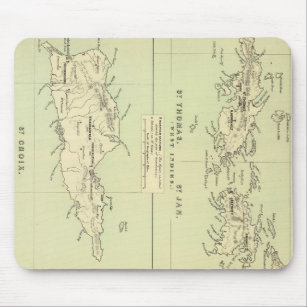 Tapis De Souris Carte vintage des îles Vierges (1853)