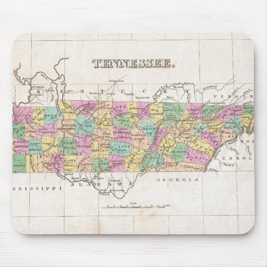 Tapis De Souris Carte vintage du Tennessee (1827) (Devant)