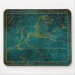 Tapis De Souris Carte vintage illustrée de la constellation Lion v