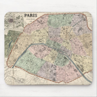 Tapis De Souris Carte vintage Paris France 1878