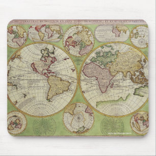 Tapis De Souris Carte vintage Vieux Monde Conception amoureuse de 