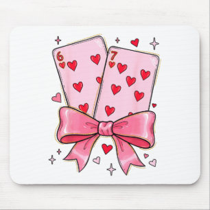 Tapis De Souris Cartes à jouer 6 7 de cœur 67 Six Sept Mème Arc