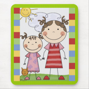 Tapis De Souris Cartes et Cadeaux pour Enfants à Figures Bâtons