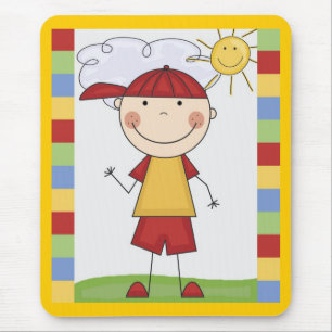 Tapis De Souris Cartes et Cadeaux pour Enfants à Figurines Bâtons