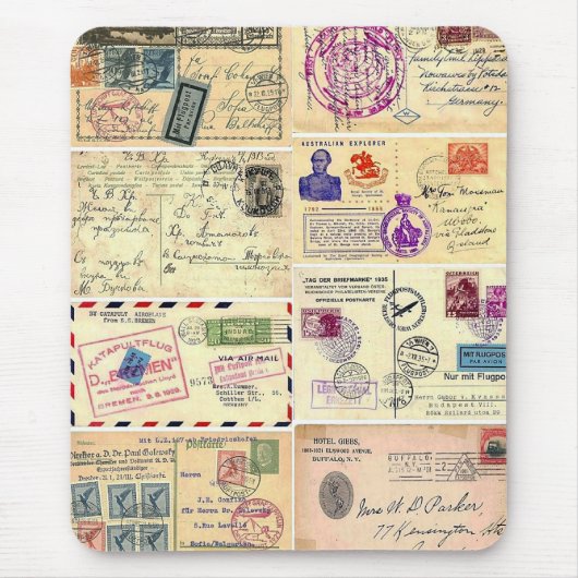 Tapis De Souris Cartes postales de Vintage voyage (Devant)