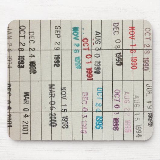Tapis De Souris Cartes vintages d'échéance de bibliothèque (Devant)