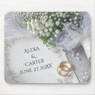 Tapis De Souris Carton d'invitation de mariage avec bouquet de mug