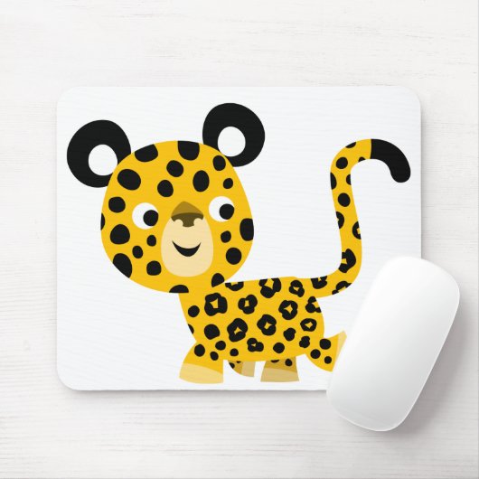 Tapis De Souris Carton mignon souriant léopard Mousepad (Avec souris)