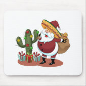 Tapis De Souris Cartoon cactus and Santa Claus wearing a sombrero (Devant)